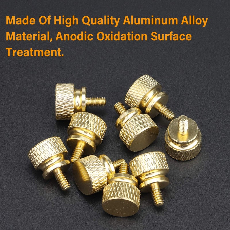 Powlankou 20 Pieces 6#-32 Computer Case Screws, Anodized Aluminum Thumbscrews, Fully Threaded Knurled Thumbscrews, Thumb Screws (Gold) - Image 2